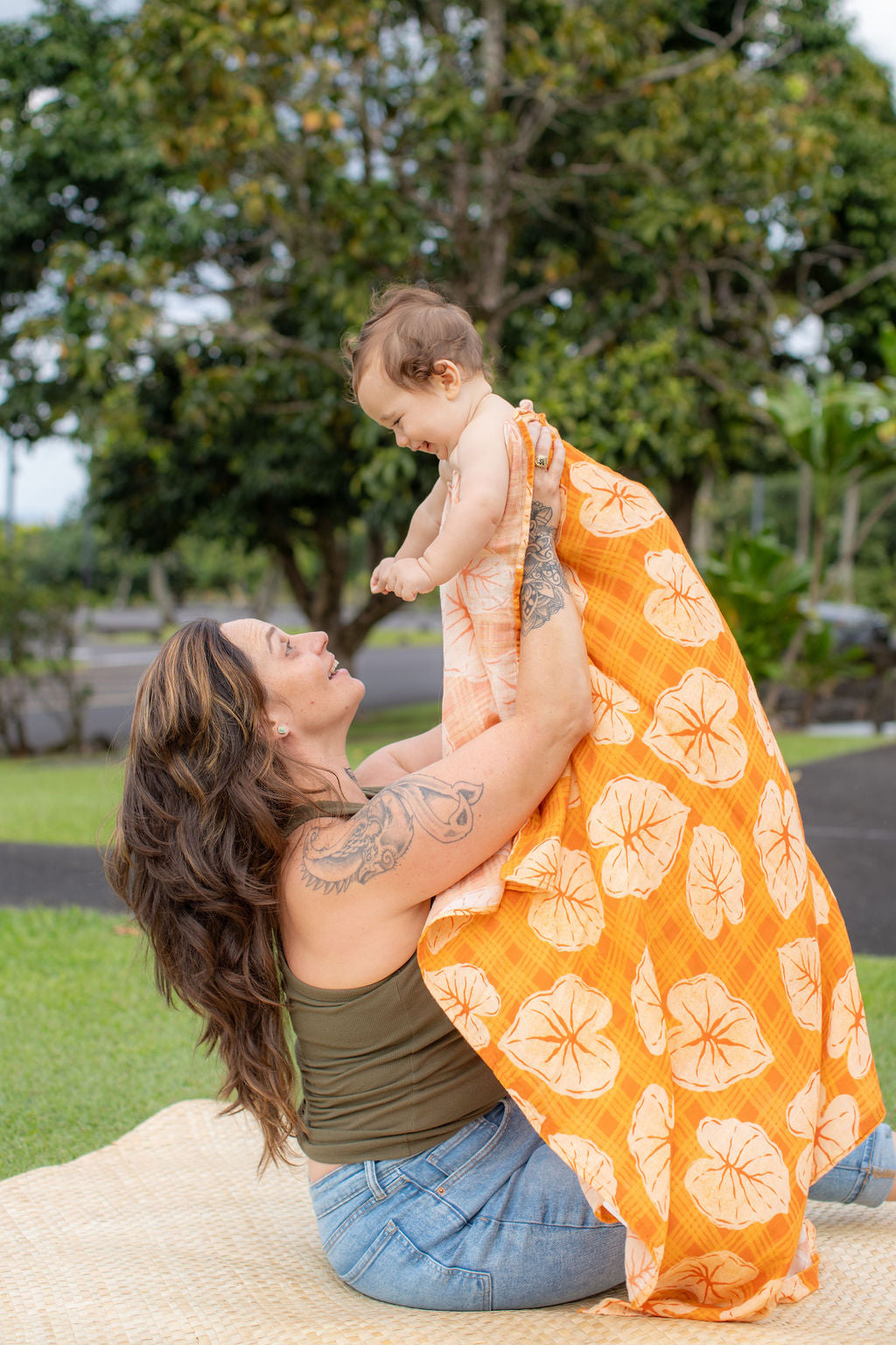 Caramel Orange Palaka Kalo Bamboo Muslin Pareo