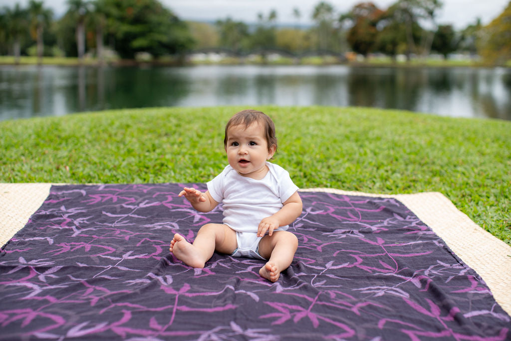 Purple Uluhe Bamboo Kapa Moe (Swaddle Blanket)