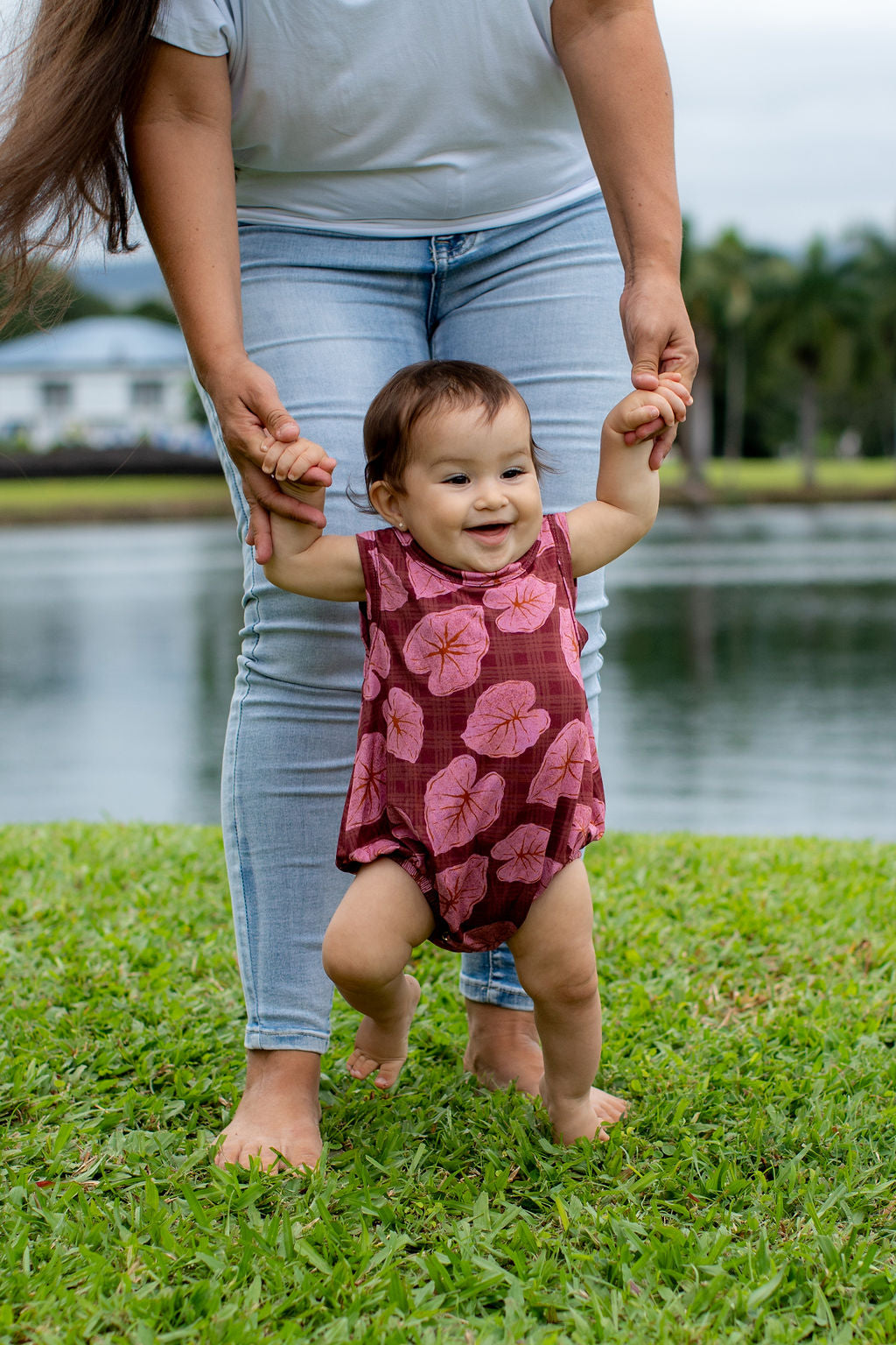 Pink Palaka Kalo Bamboo Bubble Bodysuit