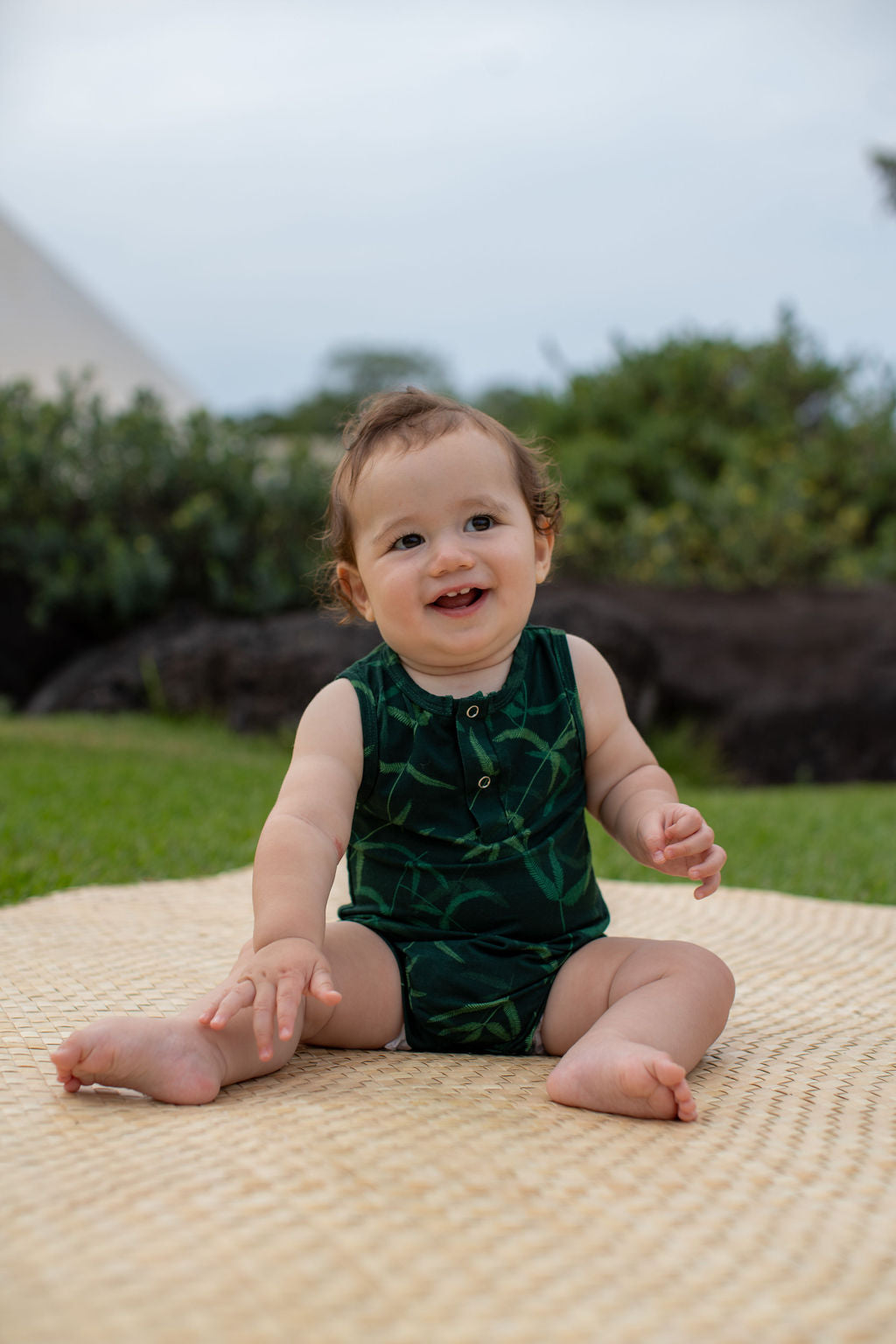 Green Uluhe Bamboo Tank Romper