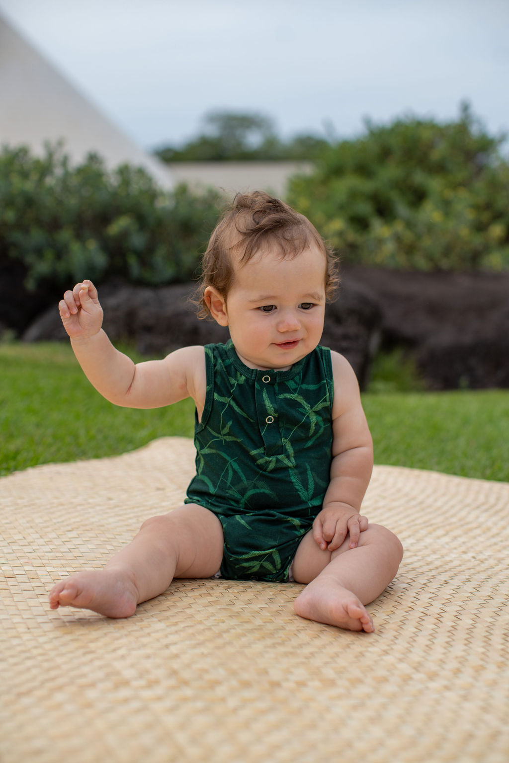 Green Uluhe Bamboo Tank Romper