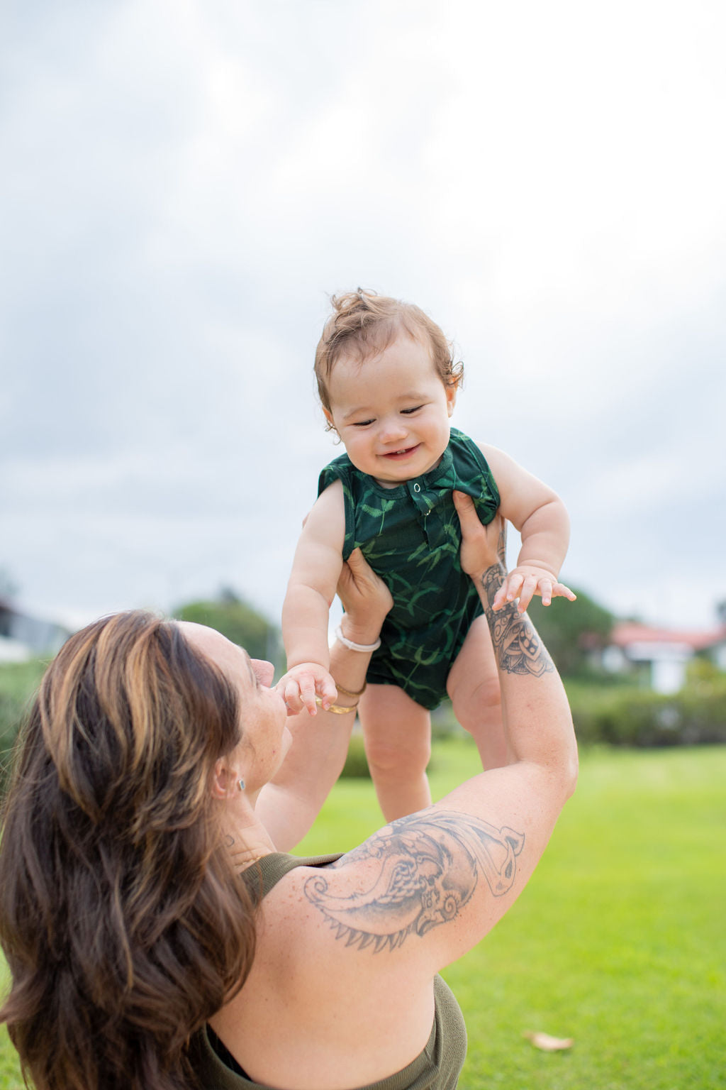 Green Uluhe Bamboo Tank Romper