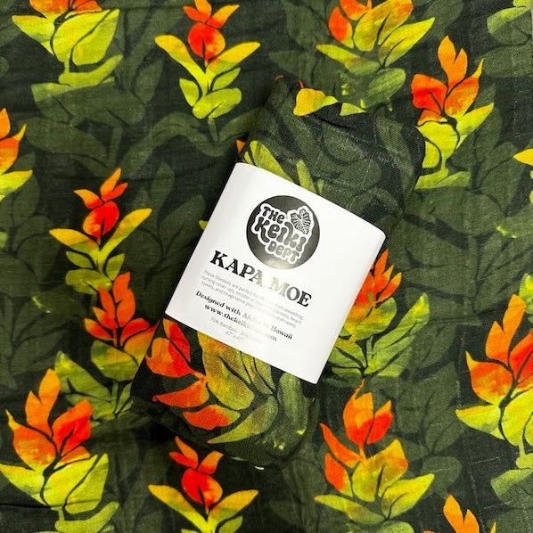 Green Liko Lehua Bamboo Muslin Kapa Moe (Swaddle Blanket)