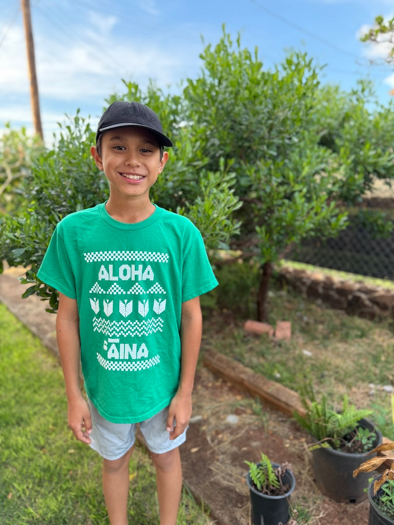 Aloha Aina Green Keiki Tees