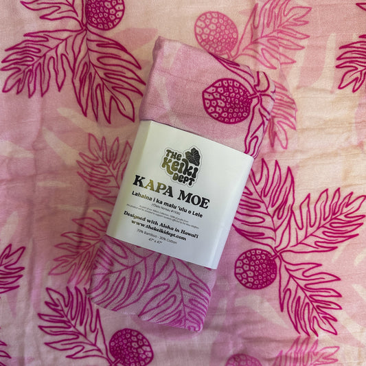 Maui Pink Ulu o Lele Muslin Kapa Moe (Swaddle Blanket)