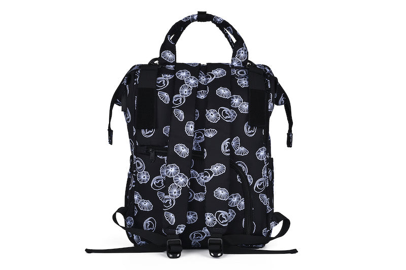 Black Opihi Shells Diaper Bag Backpack