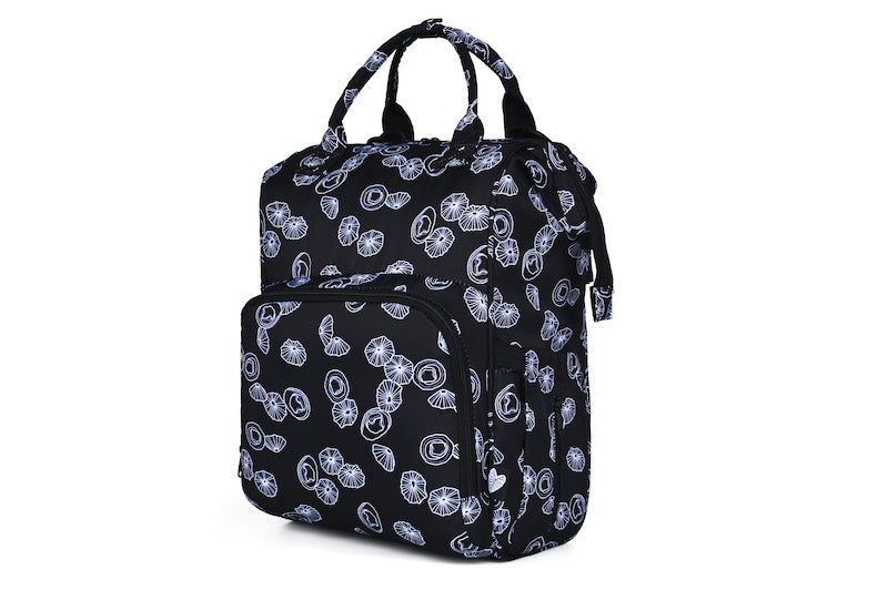 Black Opihi Shells Diaper Bag Backpack