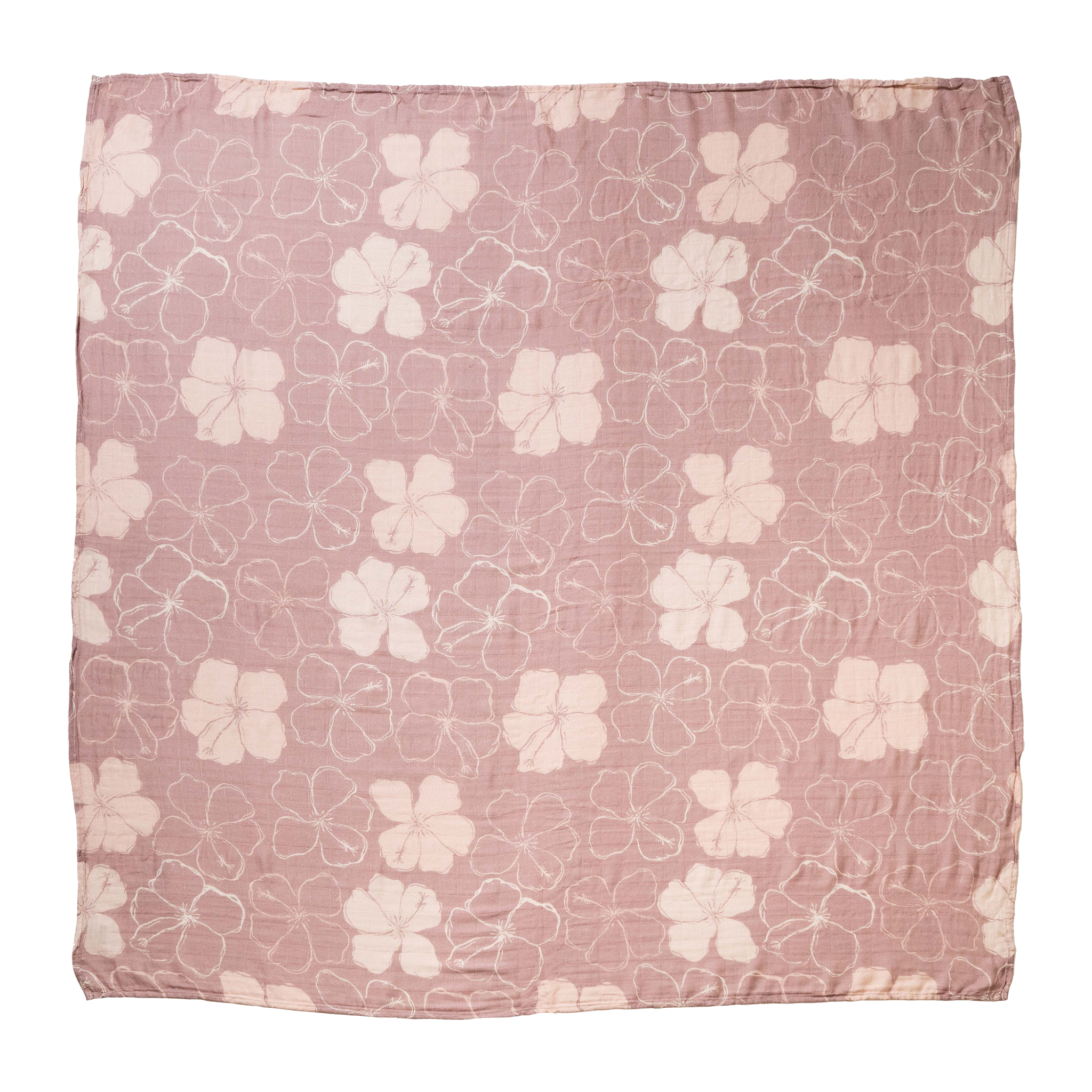 Purple Kokio Hibiscus Bamboo Muslin Kapa Moe (Swaddle Blanket)