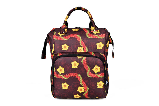 Wine Red Pua Liilii Diaper Bag Backpack